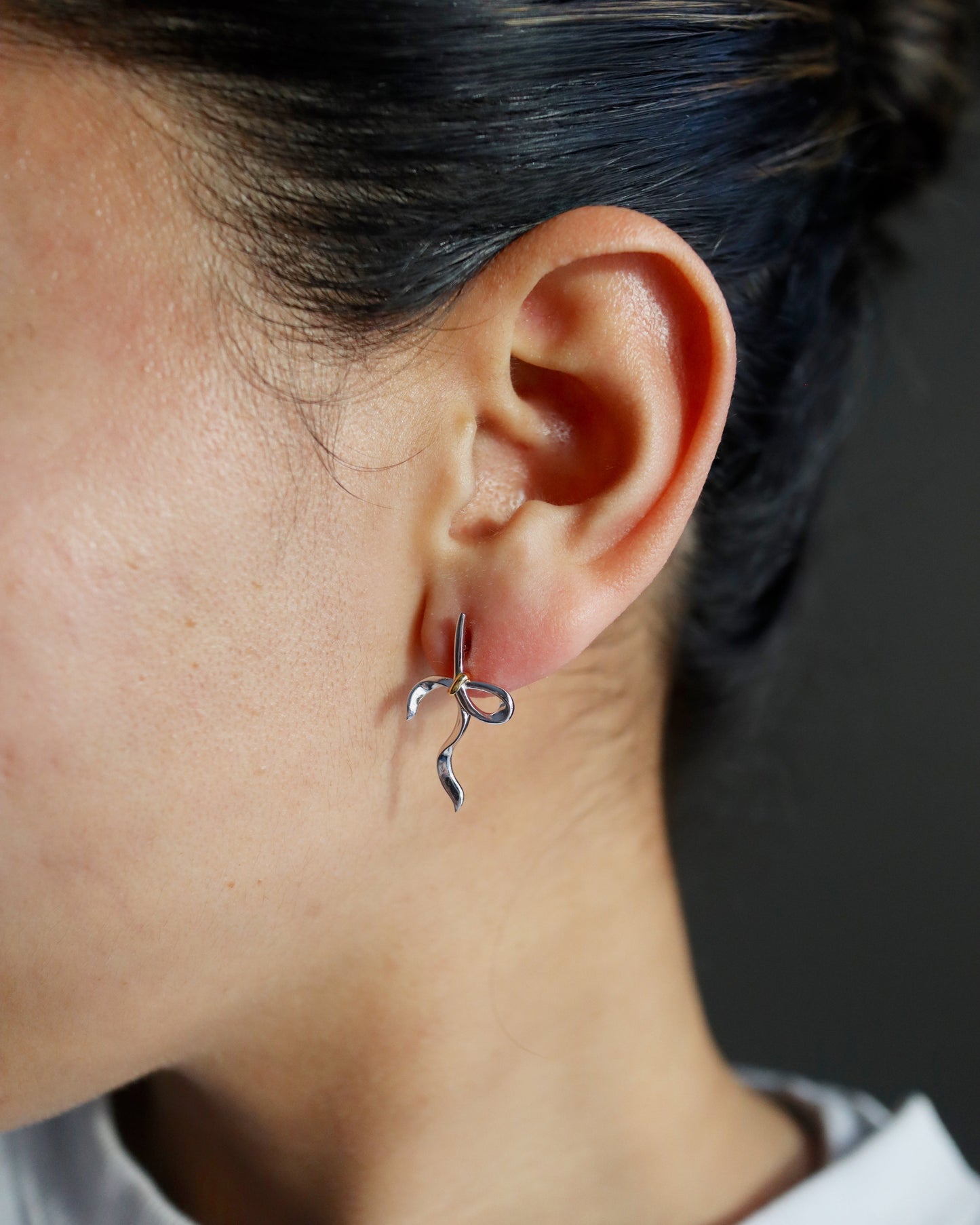 Bow Earrings - Silver