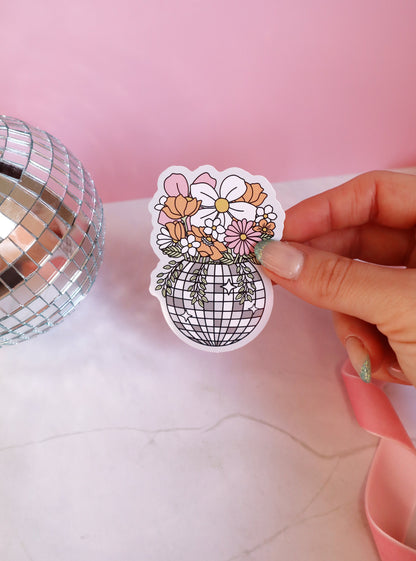 Disco Flowerpot Vinyl Sticker
