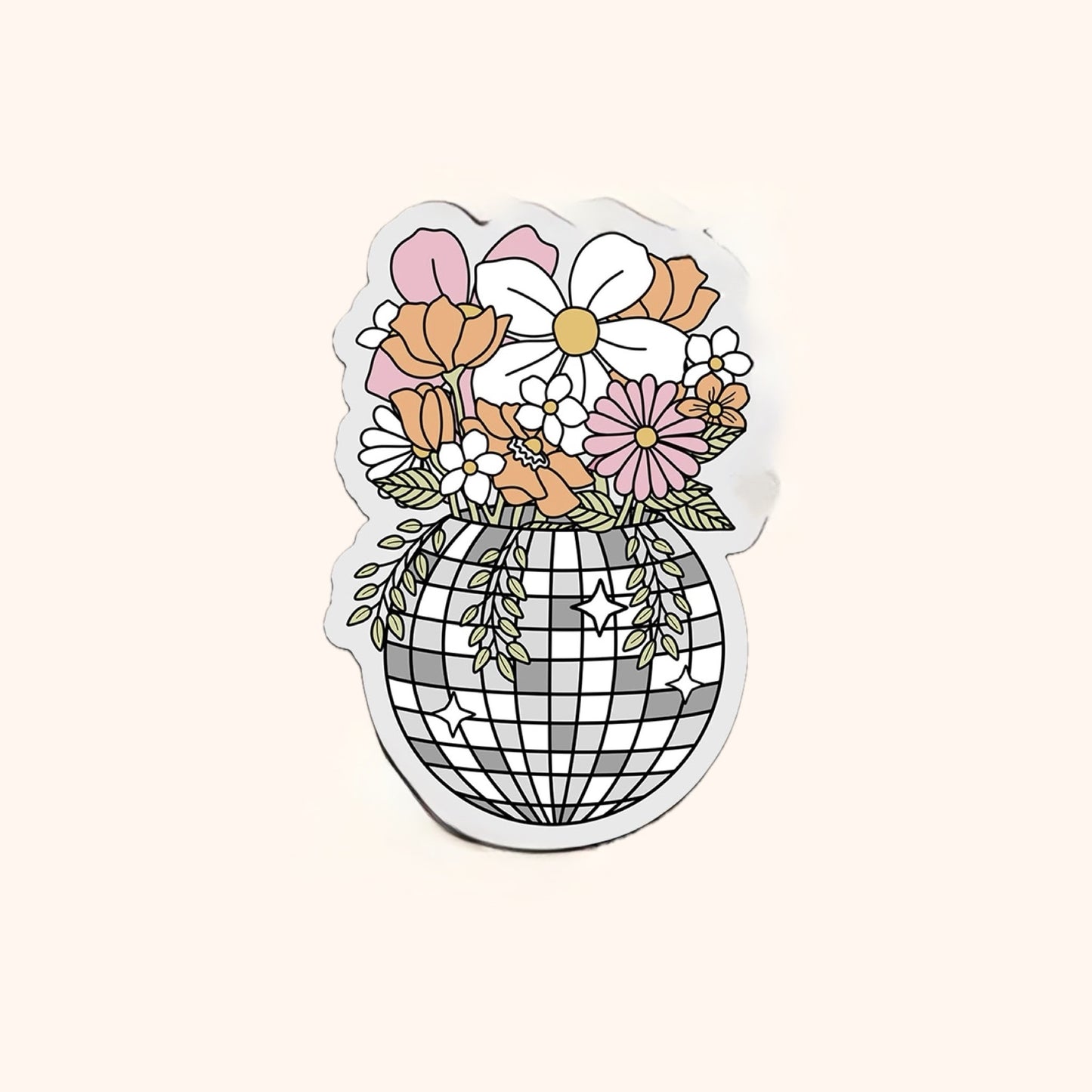 Disco Flowerpot Vinyl Sticker