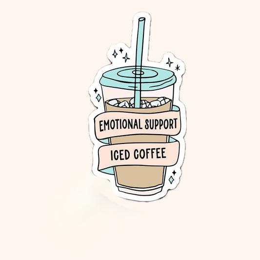 Emotional Support Iced Coffee Vinyl Sticker