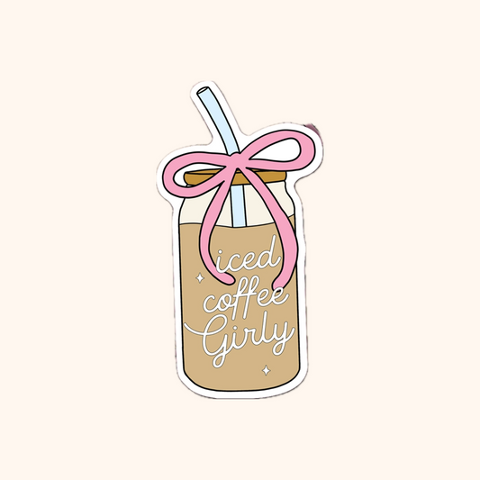 Coquette Iced Coffee Girly Vinyl Sticker